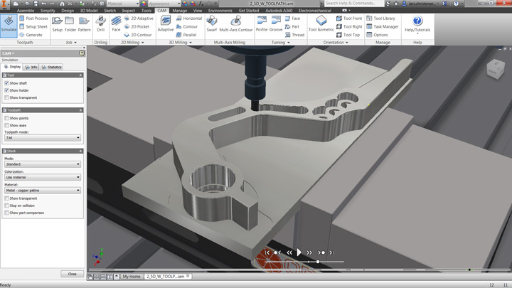 Autodesk HSM CAM for Inventor milling rendering